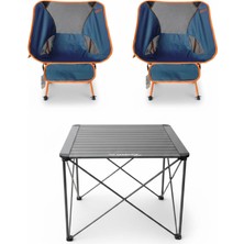 Kılıçaslan Camp Madfox Campix Alüminyum Küçük Masa +2 Adet Foldmesh Katlanır Sandalye Navy Spark
