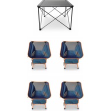 Kılıçaslan Camp Madfox Campix Alüminyum Küçük Masa +4 Adet Foldmesh Katlanır Sandalye Navy Spark