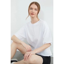 FullaModa Basic Bisiklet Yaka Oversize Tişört