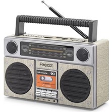 AyrStore Bluetooth Nostaljik Fm Radyo USB Tf Aux Taşınabilir Hoparlör - Bej FX2510B