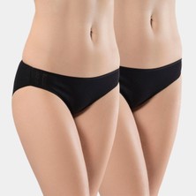 Türen Kadın Jakarlı 2'li Pamuklu Bikini Külot 256/SIYAH