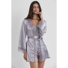 Pierre Cardin Saten Royal 3lü Kimono Şort Takımı 2490