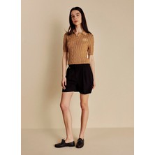 Brooks Brothers Normal Bel Standart Siyah Kadın Şort BBSS26FSO007