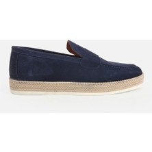 Hotiç 02AYH319490A680 ERKEK Süet Deri Lacivert Hasır Detaylı Günlük Loafer