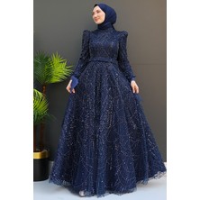 Giza Store Selver Tesettür Abiye Lacivert