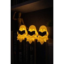 Printella 3’lü LED Mumlu Kitap Okuyan Hayalet Dekoratif Gece Lambası Masa Oda Aydınlatma