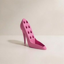 3D Tasarım Topuklu Ayakkabı Detaylı Makyaj Mlz.organizer Pembe