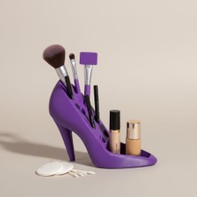 3D Tasarım Topuklu Ayakkabı Detaylı Makyaj Malz. Organizeri Mor