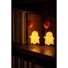 Printella 2’li LED Mumlu Kırmızı Balonlu Hayalet Dekoratif Gece Lambası Masa Oda Aydınlatma