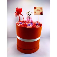 Işıklı Ayıcıklı Gül Aranjmanı 20X20 cm Dekoratif Aşk Kutusu – Sevgiliye Romantik Hediye