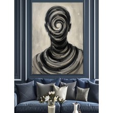 Karizma Tablo Girdap Şeklinde Soyut Insan Başı Dekoratif Kanvas - Mdf Ahşap Tablo