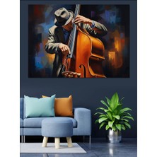 Karizma Tablo Işıklar Altında Çello Çalan Müzisyen Dekoratif Kanvas - Mdf Ahşap Tablo