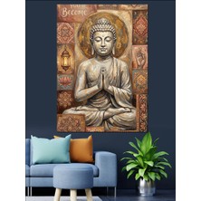 Karizma Tablo Taht Üzerinde Oturan Buda Portresi Dekoratif Kanvas - Mdf Ahşap Tablo