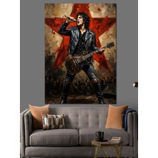 Karizma Tablo Gitar Çalan Karizmatik Rock Yıldızı Dekoratif Kanvas - Mdf Ahşap Tablo