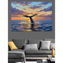 Karizma Tablo Gün Batımında Sıçrayan Balina Kuyruğu Dekoratif Kanvas - Mdf Ahşap Tablo