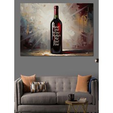 Karizma Tablo Şarap Şişesi ve Sanatsal Arka Plan Dekoratif Kanvas - Mdf Ahşap Tablo