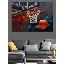 Karizma Tablo Basketbol Potasına Giden Turuncu Top Dekoratif Kanvas - Mdf Ahşap Tablo