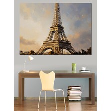 Karizma Tablo Paris'in Simgesi Gece Eyfel Kulesi Dekoratif Kanvas - Mdf Ahşap Tablo