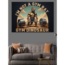 Karizma Tablo Halter Kaldıran Kaslı Dinozor Karakteri Dekoratif Kanvas - Mdf Ahşap Tablo