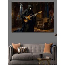 Karizma Tablo Gitarlı Pelerinli Azrail Müzisyen Figürü Dekoratif Kanvas - Mdf Ahşap Tablo