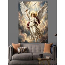 Karizma Tablo Kılıç Tutan Görkemli Kanatlı Melek Dekoratif Kanvas - Mdf Ahşap Tablo