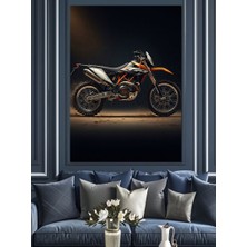 Karizma Tablo Siyah Arka Planda Spor Motosiklet Dekoratif Kanvas - Mdf Ahşap Tablo
