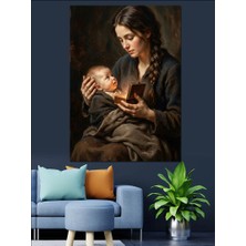 Karizma Tablo Bebeğini ve Anne Şefkat Portresi Dekoratif Kanvas - Mdf Ahşap Tablo