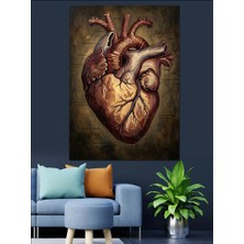 Karizma Tablo Gerçekçi Insan Kalbi Anatomi Çizimi Dekoratif Kanvas - Mdf Ahşap Tablo
