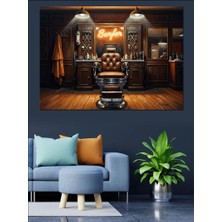 Karizma Tablo Modern Berber Salonu Iç Tasarım Dekoratif Kanvas - Mdf Ahşap Tablo