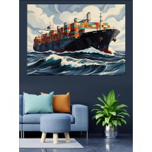 Karizma Tablo Açık Denizde Giden Dev Konteyner Gemisi Dekoratif Kanvas - Mdf Ahşap Tablo