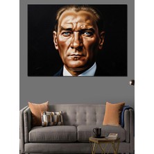Karizma Tablo Atatürk Yağlı Boya Portre Çalışması Dekoratif Kanvas - Mdf Ahşap Tablo