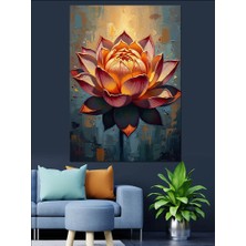 Karizma Tablo Geometrik Desenli Lotus Çiçeği Tasarımı Dekoratif Kanvas - Mdf Ahşap Tablo
