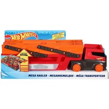 Hot Wheels Mega Tır Kırmızı-Turuncu 50 Araba Kapasitesi ile Eğlenceli Oyun Deneyimi Sunar