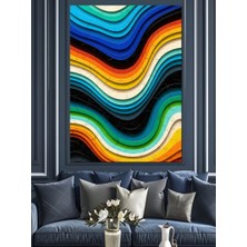 Karizma Tablo Çok Renkli Soyut Dalga Çizgileri Dekoratif Kanvas - Mdf Ahşap Tablo