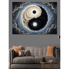 Karizma Tablo Gökyüzünde Dev Yin Yang Sembolü Dekoratif Kanvas - Mdf Ahşap Tablo