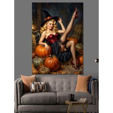 Karizma Tablo Kabaklı Pin-Up Kadın Vintage Tasarım Dekoratif Kanvas - Mdf Ahşap Tablo