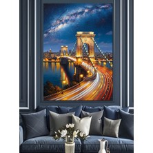 Karizma Tablo Gece Işıkları Altında Şehir Köprüsü Dekoratif Kanvas - Mdf Ahşap Tablo