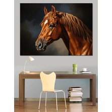 Karizma Tablo Gün Işığında Kahverengi At Portresi Dekoratif Kanvas - Mdf Ahşap Tablo