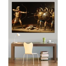 Karizma Tablo Antik Savaşta Ok Atan Askerler Dekoratif Kanvas - Mdf Ahşap Tablo
