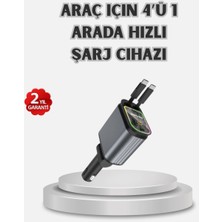 Beruflic Araç Şarj Cihazı 4 Portlu 66W Hızlı Şarjlı LED Işıklı ve 180° Dönebilir
