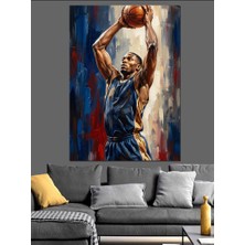 Karizma Tablo Basketbol Atışı Yapan Oyuncu Figürü Dekoratif Kanvas - Mdf Ahşap Tablo