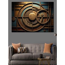 Karizma Tablo Antik Mekanik Çarklar ve Dişliler Dekoratif Kanvas - Mdf Ahşap Tablo