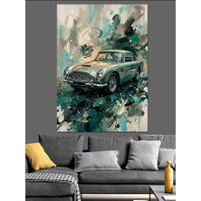 Karizma Tablo Boya Sıçramalı Klasik Araba Illüstrasyonu Dekoratif Kanvas - Mdf Ahşap Tablo