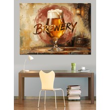 Karizma Tablo  Nostaljik Bira Bardağı Dekoratif Kanvas - Mdf Ahşap Tablo
