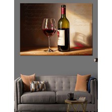 Karizma Tablo Şarap Şişesi ve Kadeh Natürmort Dekoratif Kanvas - Mdf Ahşap Tablo