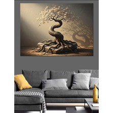 Karizma Tablo Kökleri Derinlerde Sanatsal Hayat Ağacı Dekoratif Kanvas - Mdf Ahşap Tablo