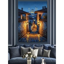 Karizma Tablo Gece Vakti Eski Istanbul Sokağı Dekoratif Kanvas - Mdf Ahşap Tablo
