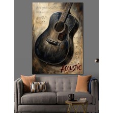 Karizma Tablo Eski Nota Kağıdı Üzerinde Gitar Dekoratif Kanvas - Mdf Ahşap Tablo