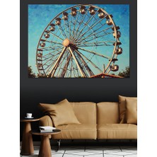 Karizma Tablo Gökyüzünde Dev Dönme Dolap Eğlence Dekoratif Kanvas - Mdf Ahşap Tablo