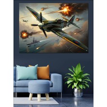 Karizma Tablo Bulutlar Arasında Savaşan Antik Uçaklar Dekoratif Kanvas - Mdf Ahşap Tablo